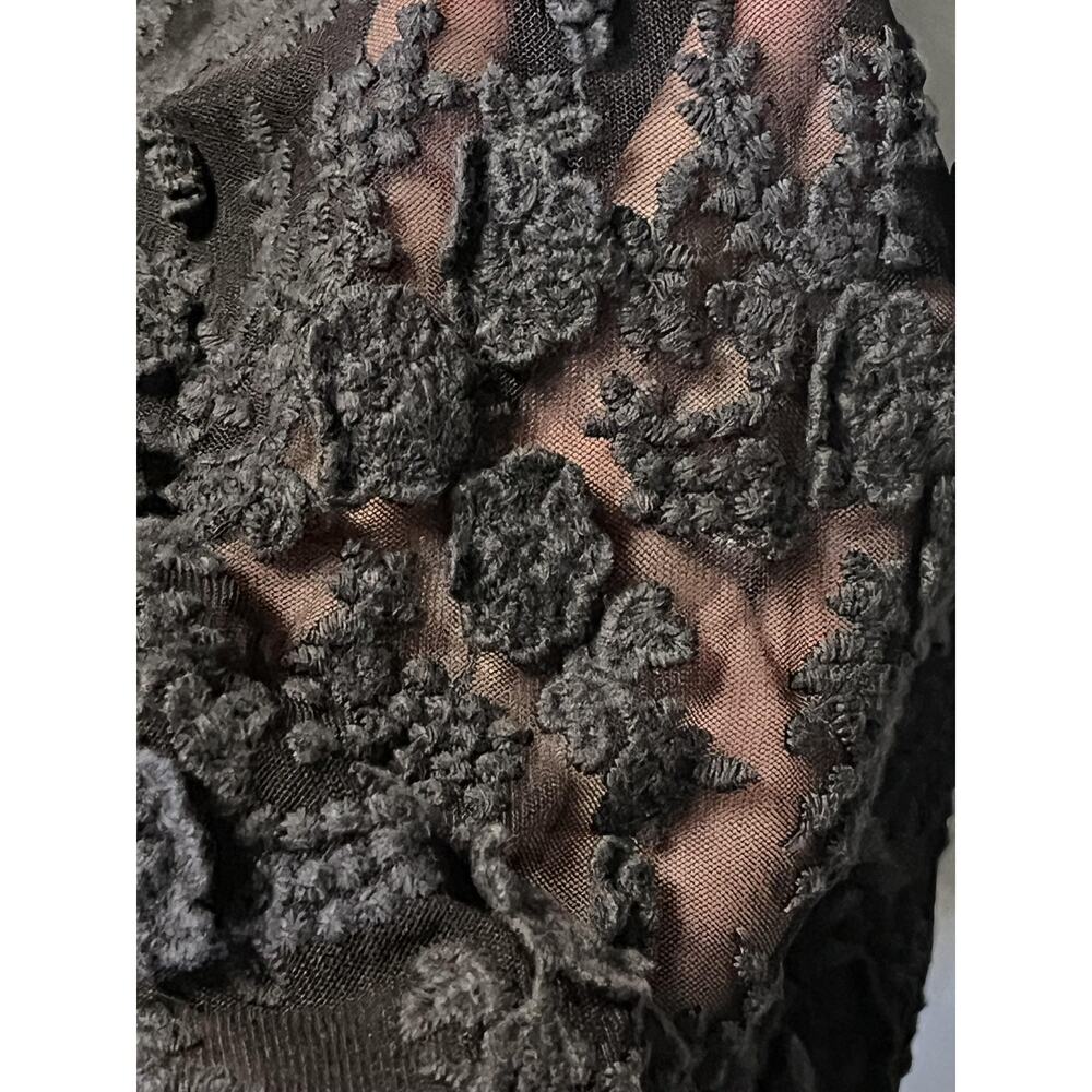 Anthropologie Eri + Ali Sweater Womens XL Black‎ Lace Balloon Sleeve Knit - Picture 7 of 13